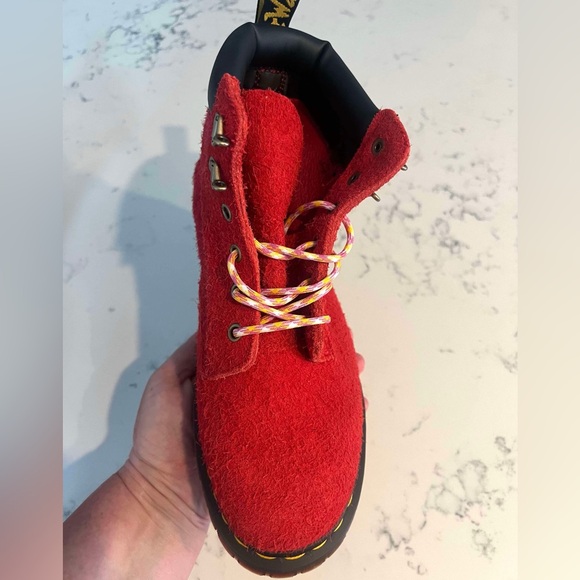 Dr.Martens Women’s 939 Ben Suede Red Padded Collar Lace Up Boots New - Picture 10 of 15